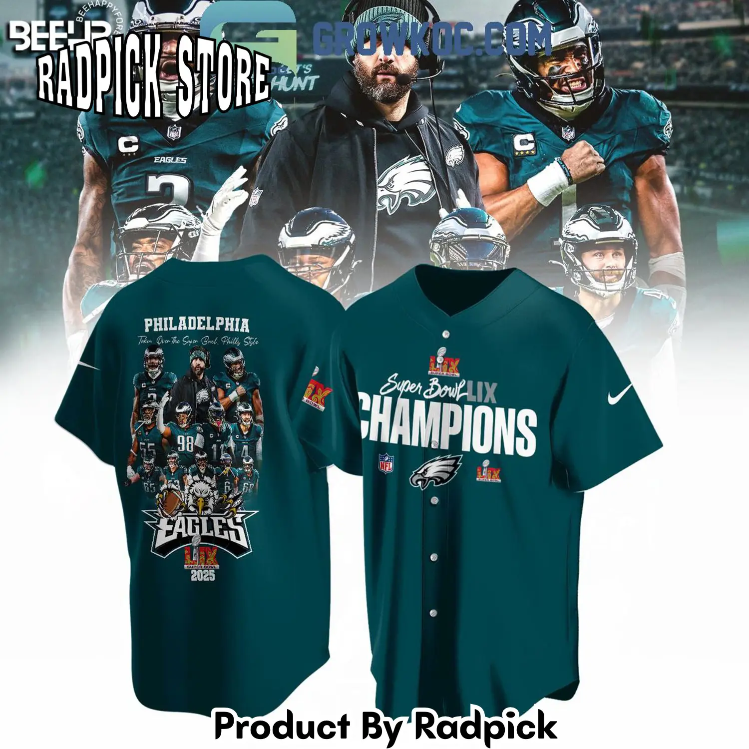 Radpick philadelphia eagles super bowl lix champions best team baseball baseball jersey rp127218